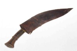 Kukri knife with leather scabbard, 41cm overall length.