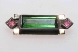 White metal Art Deco gem set brooch.