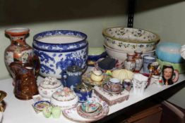 Royal Doulton 'Oyama' jardiniere, two toilet bowls, Maling bulb bowls and various china.