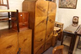 Art Deco walnut three piece bedroom suite.