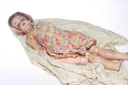 German bisque head doll with composition body, impress AH Germany 7 1/2, approximately 60cm.