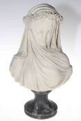 Resin veiled bride bust, 38cm.