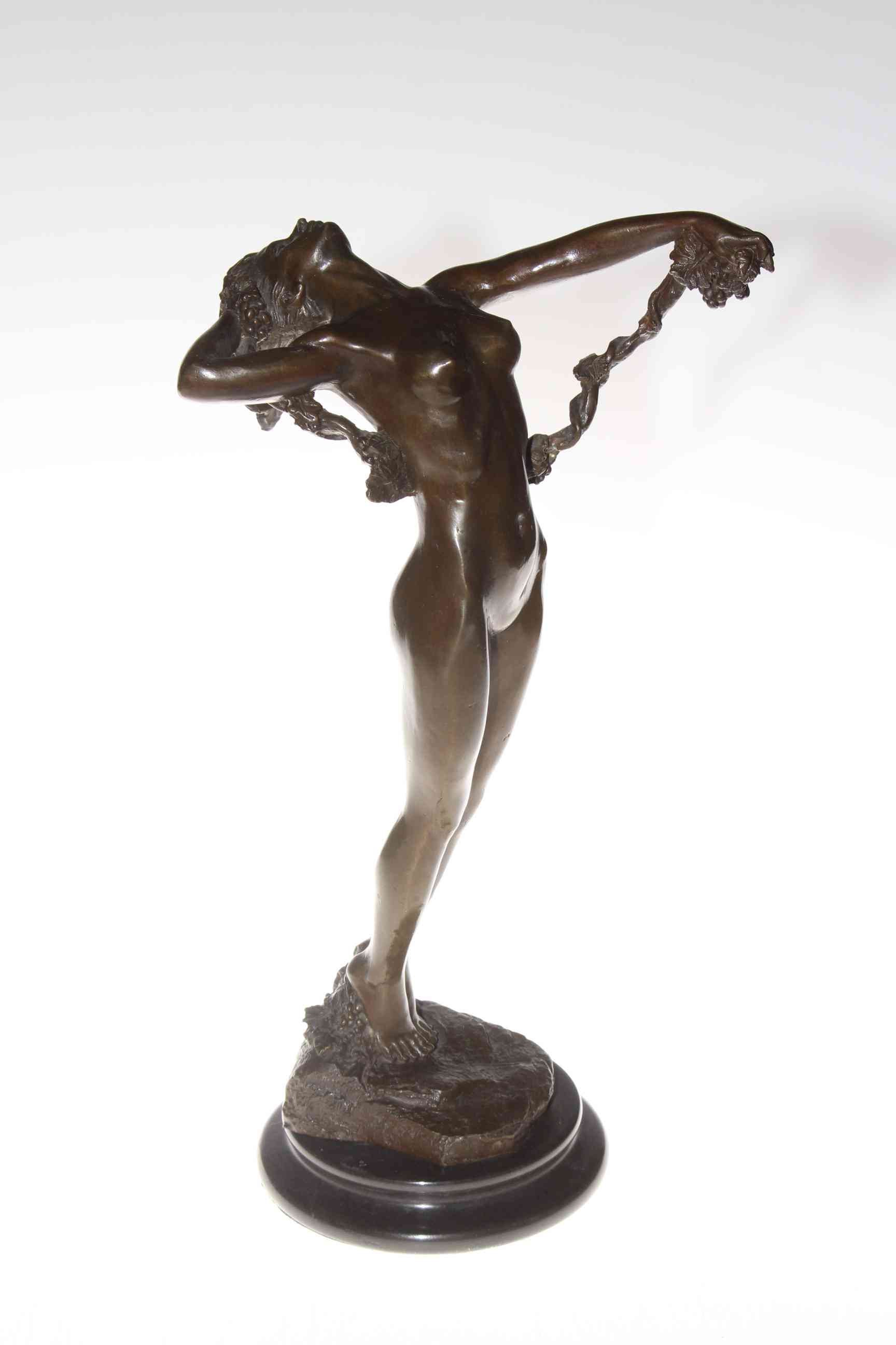 Bronze semi-clad lady in a dancing pose on plinth stand, 37cm. - Image 2 of 2