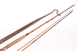 Split cane fishing rod and a shepherds crook.