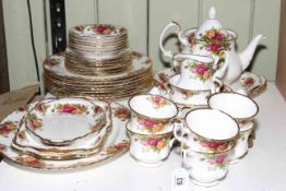 Royal Albert Old Country Roses teaware, dinner plates, sandwich and serving plates.