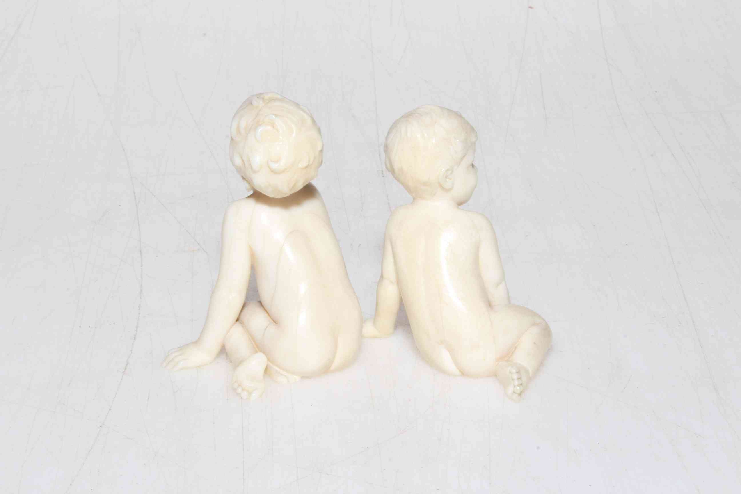 F. Preiss, two tiny ivory boy figures, one signed F. - Image 2 of 2