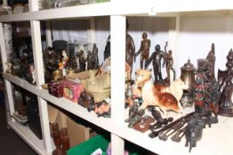 Large assortment of figures, animal ornaments, metalwares, busts, dolls pram, etc.