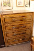 Early 20th Century large oak chest of four deep drawers, 132cm by 115cm by 74cm.