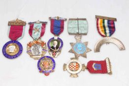 Collection of silver enamel and another Masonic jewels and pin brooch including Steadfast Lodge of