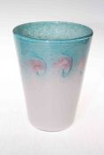 Monart opaque glass vase with coloured swirls, 20cm.