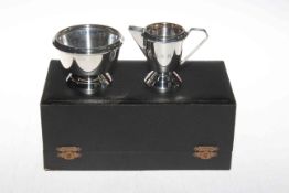 Art Deco silver sugar and cream, Birmingham 1936, boxed.