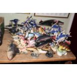 Large collection of Jema Holland Pottery lustre fish.