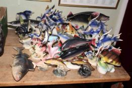 Large collection of Jema Holland Pottery lustre fish.