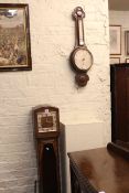 1930's oak Grandmother clock and oak barometer (2).