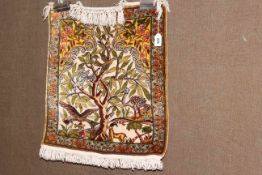 Tree of Life silk prayer mat, 0.52 by 0.50.