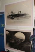 Large framed print 'Drops on the Tees at Middlesbrough' and large framed photographic print of