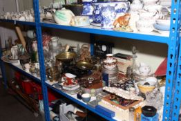 Assorted tea and dinnerware, kitchen scales and bell weights, silver plated ware, costume jewellery,