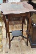 Victorian rosewood and satinwood inlaid shaped top occasional table, 68cm by 50cm by 50cm.