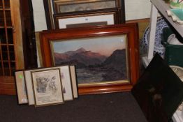 Collection of various prints including portraits, Highland scenes, etc.