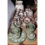 Collection of Masons 'Mandalay' china and ten pieces of Wedgwood Green Jasperware.