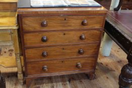 Victorian mahogany chest of four long drawers on splayed bracket feet, 90cm by 81cm by 48cm.