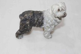 Cold painted bronze Old English Sheep Dog, 11cm length.