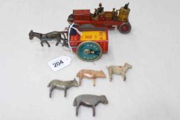 Lehmann tinplate horse and cart with driver,