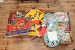 Collection of vintage toys, games and puzzles including Mickey Mouse Drawing Tutor, Airfix,