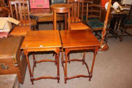 Pair early 20th Century mahogany occasional tables and Edwardian inlaid mahogany plant stand (3).