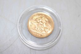 1982 Queen Elizabeth half gold sovereign.