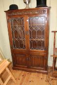 Old Charm leaded door cabinet bookcase, 153cm by 96cm by 28cm.
