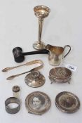 Collection of silver small items including ring box, photograph frames, cream jug, vase, etc (10).