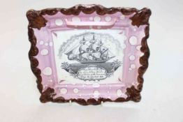 19th Century Sunderland lustre maritime plaque, 24cm across.