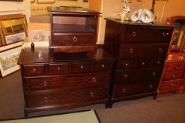 Stag Minstrel seven drawer and six drawer chest, bedside pedestal and double headboard,