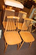 Set of four vintage Ercol? dining chairs.