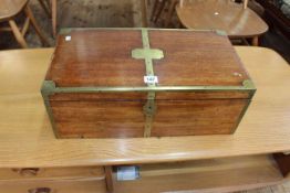 Victorian mahogany and brass bound writing box, 50cm by 26cm by 18cm.