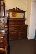 Late Victorian carved oak mirror back sideboard, 193cm by 122cm by 51cm.