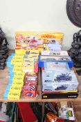 Collection of model toy cars including Majorette Pinder Jean Richard,