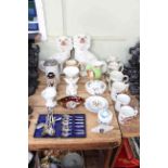 1911 and 1919 commemorative mugs, Royal Doulton Churchill Toby, and collection of vases, mugs,