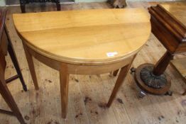 Alan 'Acornman' Grainger oak demi lune fold top tea table, 74cm by 85cm by 42cm (closed).