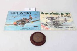 ME109 and FW190 booklets and Luftwaffe paperweight (3).