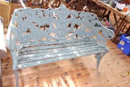 Coalbrookedale style fern decorated garden bench, 90cm by 150cm.