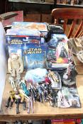 Collection of Star Wars and Star Trek toys including USS Enterprise, Klingon D7 Battlecruiser,