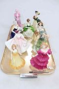 Collection of five Coalport ladies and four Royal Doulton ladies (9).