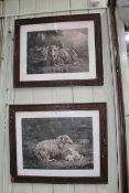 Jacques Raymond Brascassat, Sheep, pair of prints of engravings, both titled,