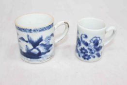 Two antique Chinese blue and white cups, largest 6.5cm.
