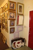 Collection of nine various prints including Pears, five wall mirrors,