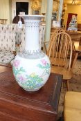 Large Chinese polychrome flower decorated vase, 55cm.