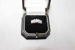 Diamond twenty stone ring set in 14k white gold, size N.