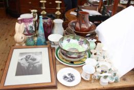 Collection including large Sunderland lustre ware bridge jug, Sylvac 1026 rabbit, Studio Pottery,